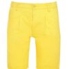 Recycled fabric shorts, close-up showing textured weave, neat stitching. Green hue hints at eco-friendly material. Sustainabl