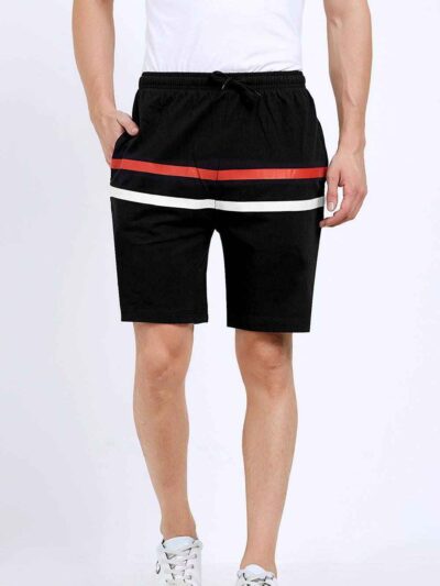 Close-up of custom printed sports shorts. Lightweight, breathable fabric with vibrant design. Quality stitching and comfortab