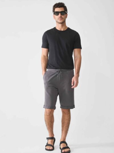 Custom Brand French Terry Shorts with T-Shirt set (RO-1820-26) on white background