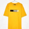Soft, cotton tee with bold, custom slogan print. Note the clean seams and vibrant color. Lightweight feel, perfect casual wea