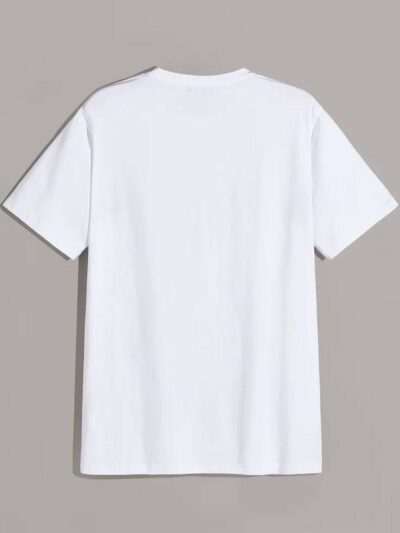 Close-up of custom screen printed t-shirt. Soft, breathable cotton texture, clean stitching. Heathered grey fabric with vibra