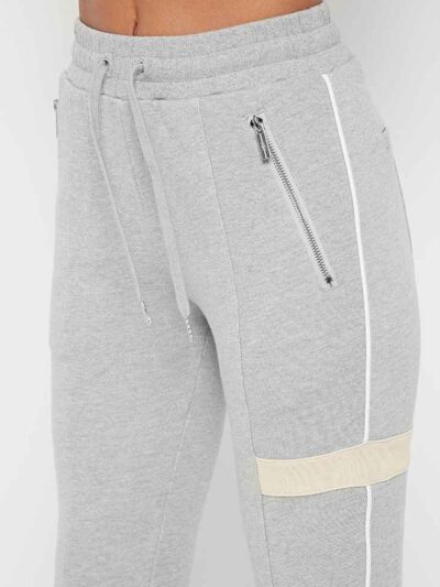 Greybiege tracksuit joggers. Soft fleece, fine stitching, relaxed fit. Perfect casual or teamwear. Subtle stripe detail. - Vi
