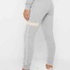 Greybiege tracksuit joggers. Soft fleece, fine stitching, relaxed fit. Perfect casual or teamwear. Subtle stripe detail. - Vi