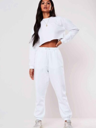 Girls crop sweatsuit, light fabric. Ruff hem, sexy style. Custom, high-quality stitching detail. Perfect streetwear or lounge