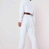 Girls crop sweatsuit, light fabric. Ruff hem, sexy style. Custom, high-quality stitching detail. Perfect streetwear or lounge