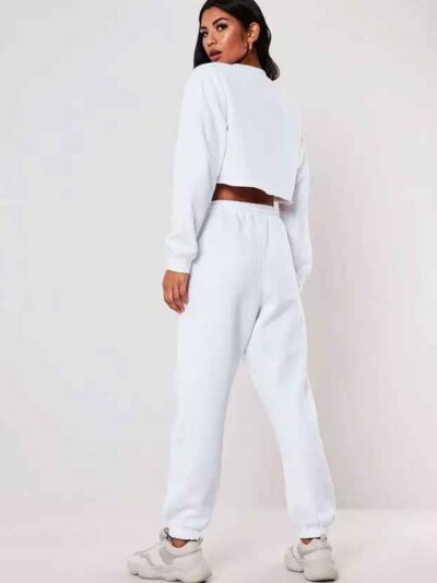 Girls crop sweatsuit, light fabric. Ruff hem, sexy style. Custom, high-quality stitching detail. Perfect streetwear or lounge