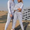 Crop hoodie tracksuit: contrast panels highlight the sporty silhouette. Soft, brushed fleece texture; neat stitching. Activew