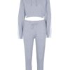 Crop hoodie tracksuit: contrast panels highlight the sporty silhouette. Soft, brushed fleece texture; neat stitching. Activew