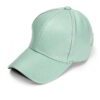 PU leather baseball cap in a solid color. Snapback closure, detailed stitching, and adjustable fit for men & women. Modern hi