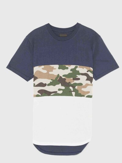 Men's short-sleeve shirt. Textured fabric, visible stitching. Casual style, custom print area, dark gray with light accents.