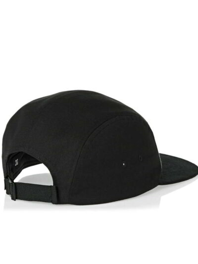 Black skull cap for motorcycle riders, hook and loop badge area on front. Breathable material, clean stitching detail. - View