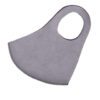 Grey fabric face covering with neat stitching, breathable material. Reusable dust barrier mask for adults, comfortable fit.