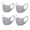 Grey fabric face covering with neat stitching, breathable material. Reusable dust barrier mask for adults, comfortable fit.