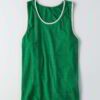 Close-up of breathable athletic tank. Fine-knit polyester, subtle sheen, reinforced stitching. Ideal bulk sportswear. - View