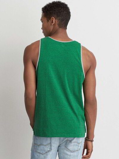 Close-up of breathable athletic tank. Fine-knit polyester, subtle sheen, reinforced stitching. Ideal bulk sportswear. - View