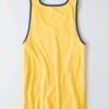 Close-up of breathable athletic tank. Fine-knit polyester, subtle sheen, reinforced stitching. Ideal bulk sportswear. - View