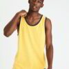 Close-up of breathable athletic tank. Fine-knit polyester, subtle sheen, reinforced stitching. Ideal bulk sportswear. - View
