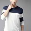 Close-up: Light blue breathable t-shirt. Fine, tight-knit fabric texture. Clean stitching. Short-sleeve crew neck. Evokes coo