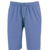 Close-up of black running shorts with integrated gray compression liner. Shows smooth, stretchy fabric and durable flatlock s