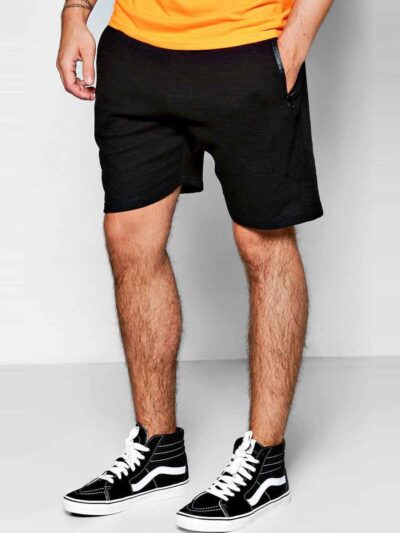 Casual summer shorts with custom embroidery. Lightweight fabric, textured look, neat stitching. Perfect for warm weather! - V