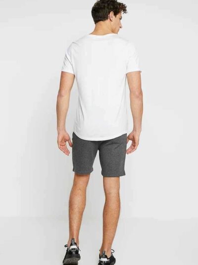 Men's lightweight cotton short set, ideal for summer. Soft textured fabric, precise stitching. Casual two-piece, light color,