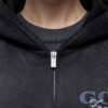Women's fleece-lined tracksuit. Zip hoodie & joggers. Soft, warm, custom detail. Dark color with fine stitching. - View 6 of