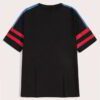 Close-up of athletic T-shirt showing fine, moisture-wicking knit. High-performance fabric, durable stitching, and relaxed fit