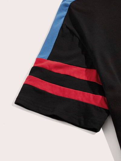 Close-up of athletic T-shirt showing fine, moisture-wicking knit. High-performance fabric, durable stitching, and relaxed fit