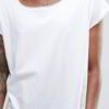 Close-up of a vibrant gym t-shirt. Breathable knit fabric with reinforced stitching. Customizable print area. Hints of blue a
