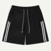 Close-up of athletic shorts. Breathable knit fabric, strong stitching, vibrant color. Ideal gym or team wear. Moisture-wickin