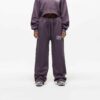 Knit women's tracksuit set. Fleece joggers, custom logo on sweatshirt. Soft, textured knit, quality stitching. Comfortable an