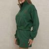 Women's track suit set: soft, stretchy knit fabric, detailed stitching. Activewear, looks heathered gray, slim fit, zip jacke