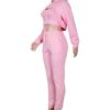 Women's tracksuit. Soft, brushed fleece. Screen printed logo detail. Custom color option. Ribbed cuffs & hem. Sporty, comfort