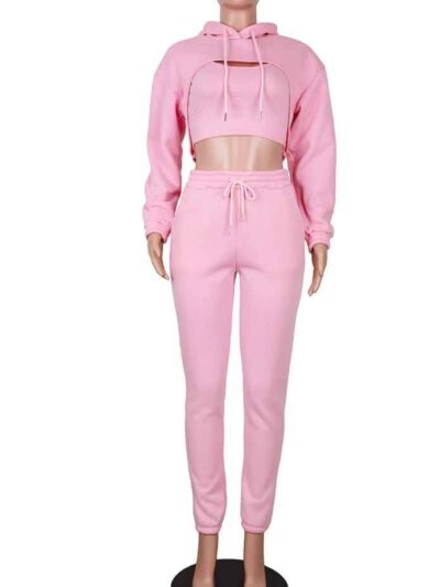 Women's tracksuit. Soft, brushed fleece. Screen printed logo detail. Custom color option. Ribbed cuffs & hem. Sporty, comfort