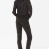 Charcoal grey fleece loungewear tracksuit for women. Cozy set with soft, plush texture and subtle stitching details. Relaxed