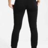 Black tracksuit featuring a hooded jacket with a visible zipper and matching pants. Fine stitching and soft-looking fabric te