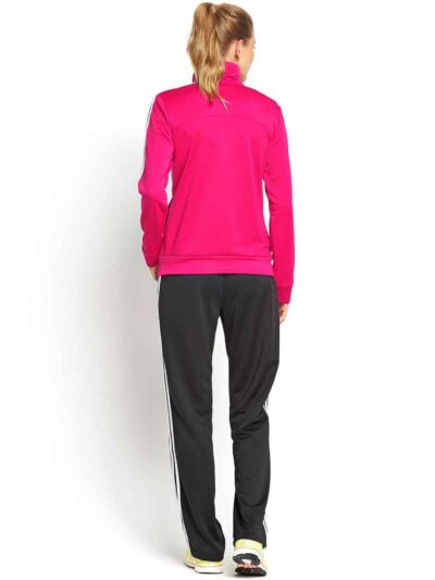 Women's tracksuit: vibrant rose and slate gray. Soft, brushed-fleece texture. Clean, durable stitching. Comfortable, stylish