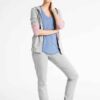 Women's workout set: Sleek jogging suit in heathered grey. Ribbed cuffs, subtle contouring seams. Soft, flexible athletic fab