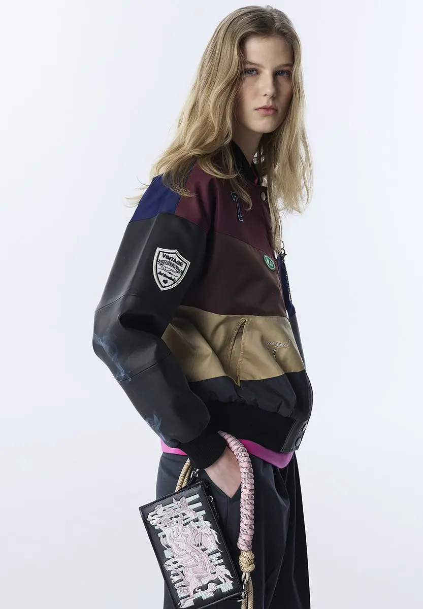 Custom Colorblock Patchwork Varsity Bomber Jacket Wholesale RO-1878-26