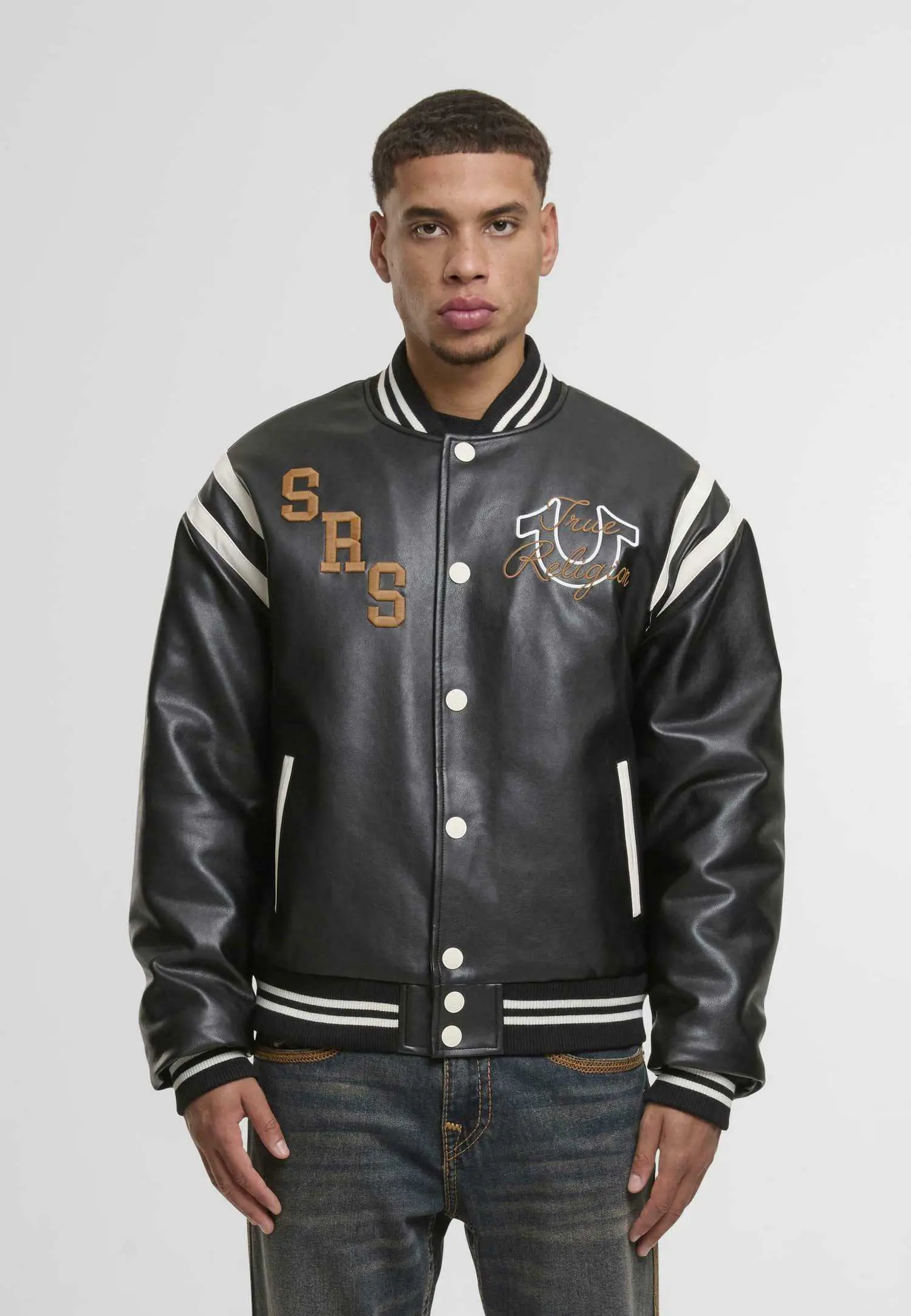 Custom Faux Leather Retro Varsity Jacket RO-1892-26