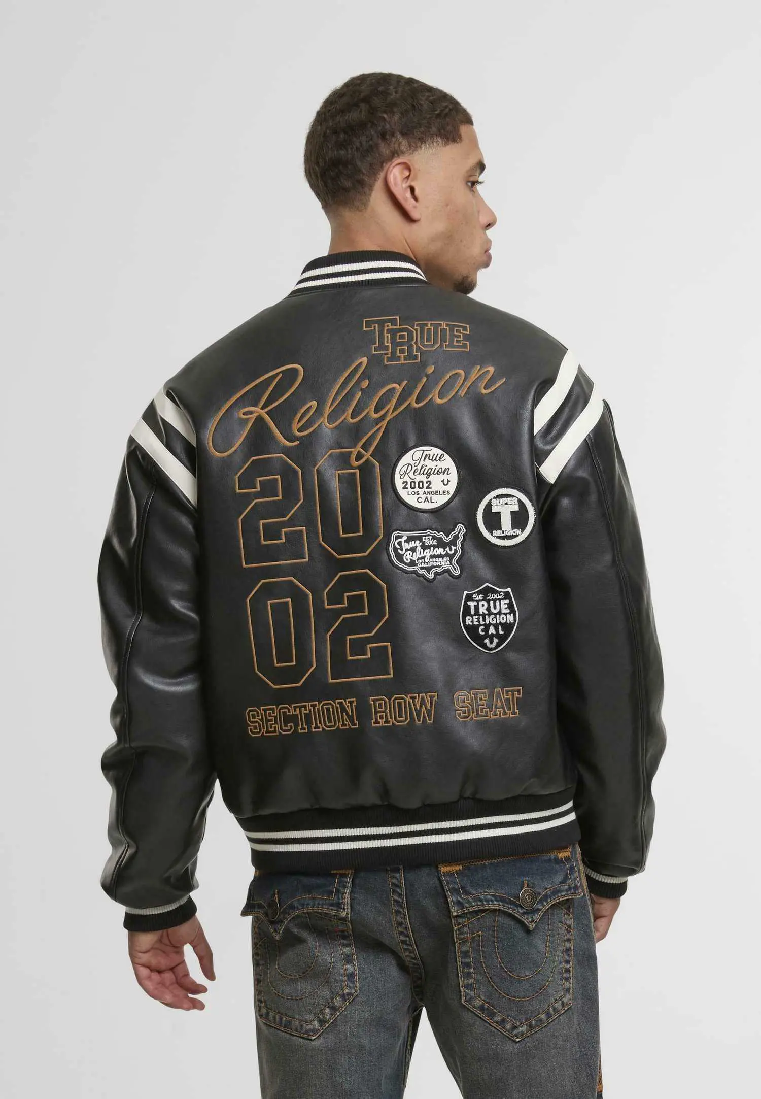 Custom Faux Leather Retro Varsity Jacket RO-1892-26