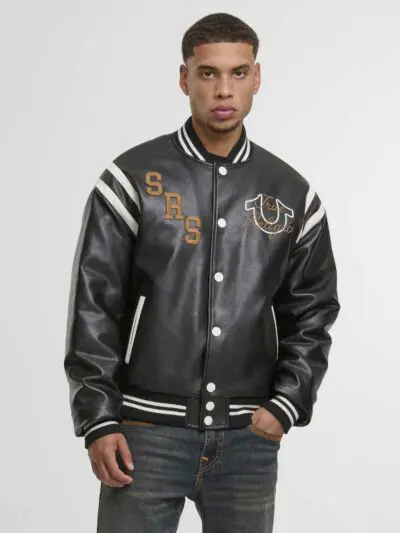Custom Faux Leather Retro Varsity Jacket RO-1892-26