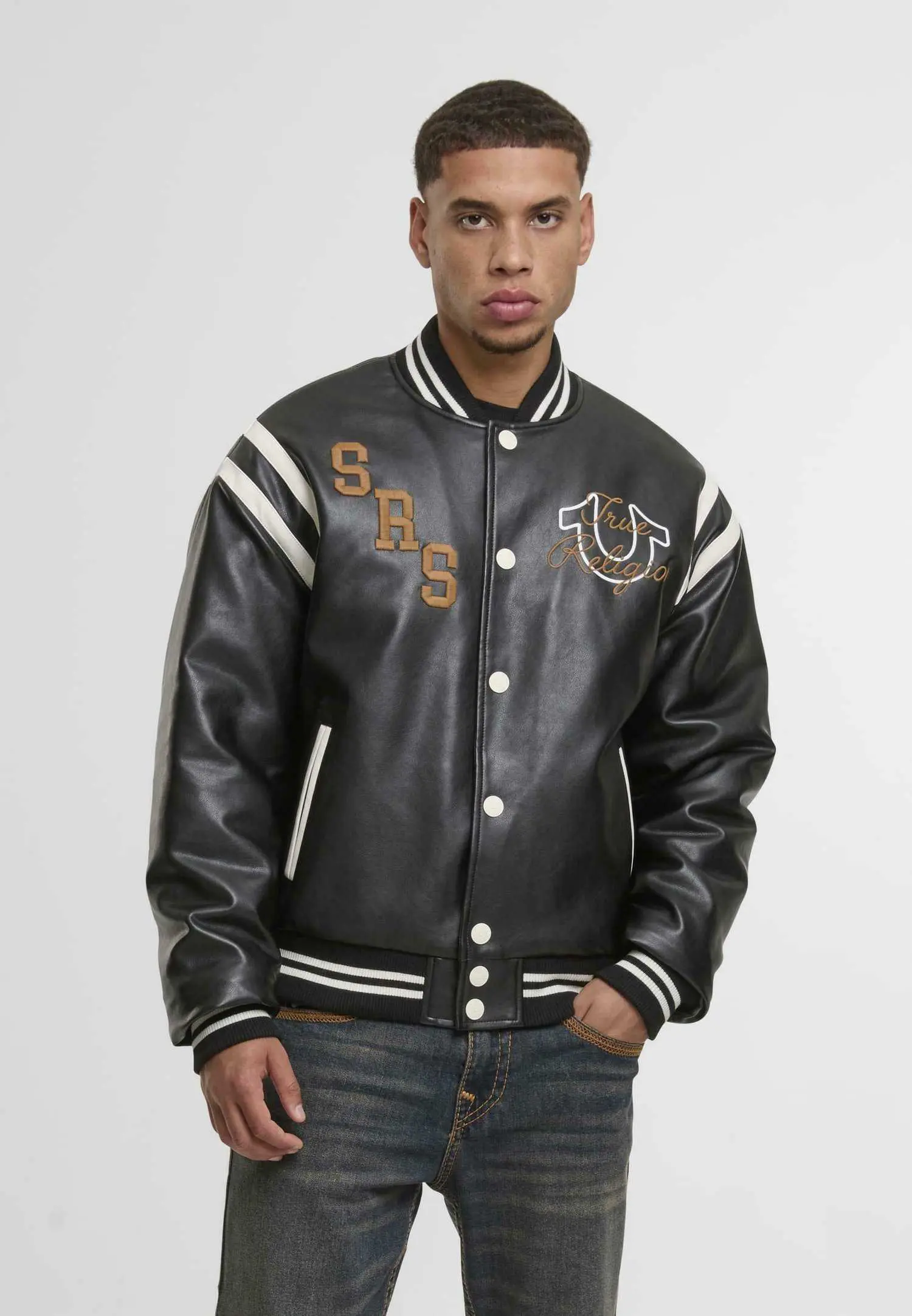 Custom Faux Leather Retro Varsity Jacket RO-1892-26