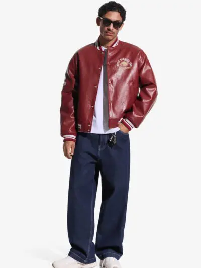 Custom Faux Leather Varsity Bomber Jacket RO-1881-26