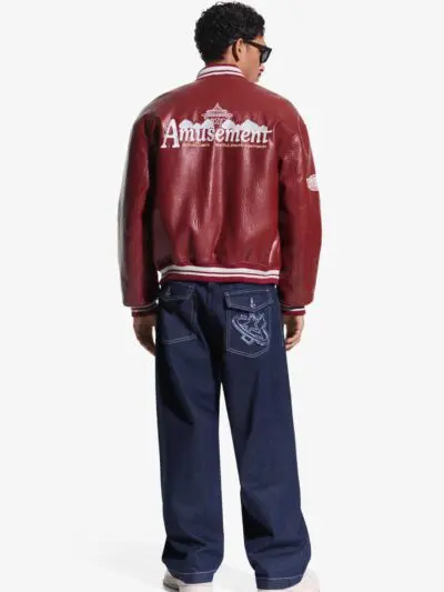 Custom Faux Leather Varsity Bomber Jacket RO-1881-26