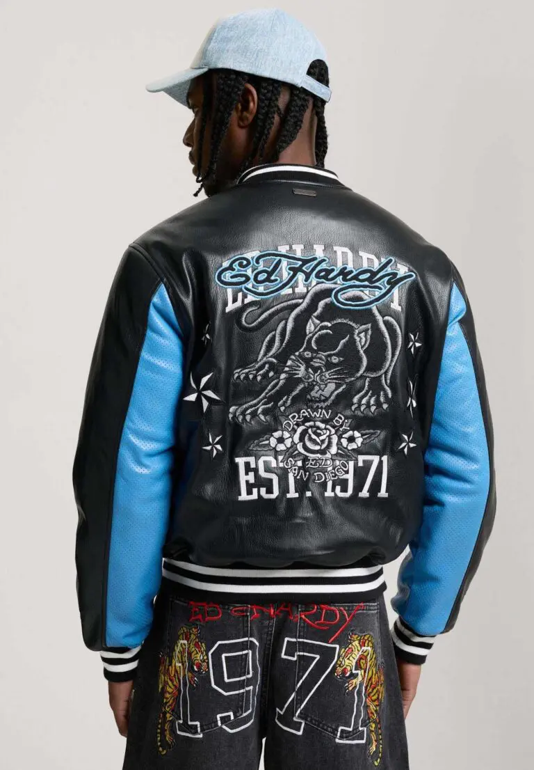 Custom Panther Graphic Faux Leather Varsity Jacket RO-1908-26