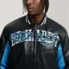 Custom Panther Graphic Faux Leather Varsity Jacket RO-1908-26