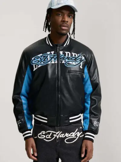Custom Panther Graphic Faux Leather Varsity Jacket RO-1908-26