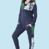 Plus size tracksuit set. Soft, fleece texture apparent, with clean stitching details. Comfortable women's apparel wholesale.