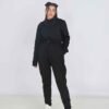 Thick fleece ladies' tracksuit set. Cozy, soft texture. Note robust stitching and relaxed fit. Perfect for lounging or active
